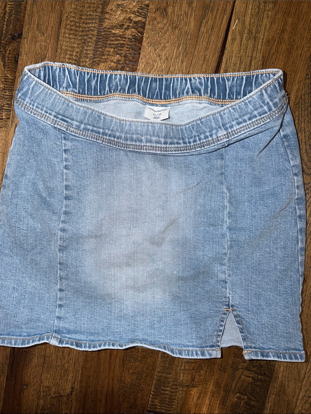 abercrombie kids light blue denim mini skirt